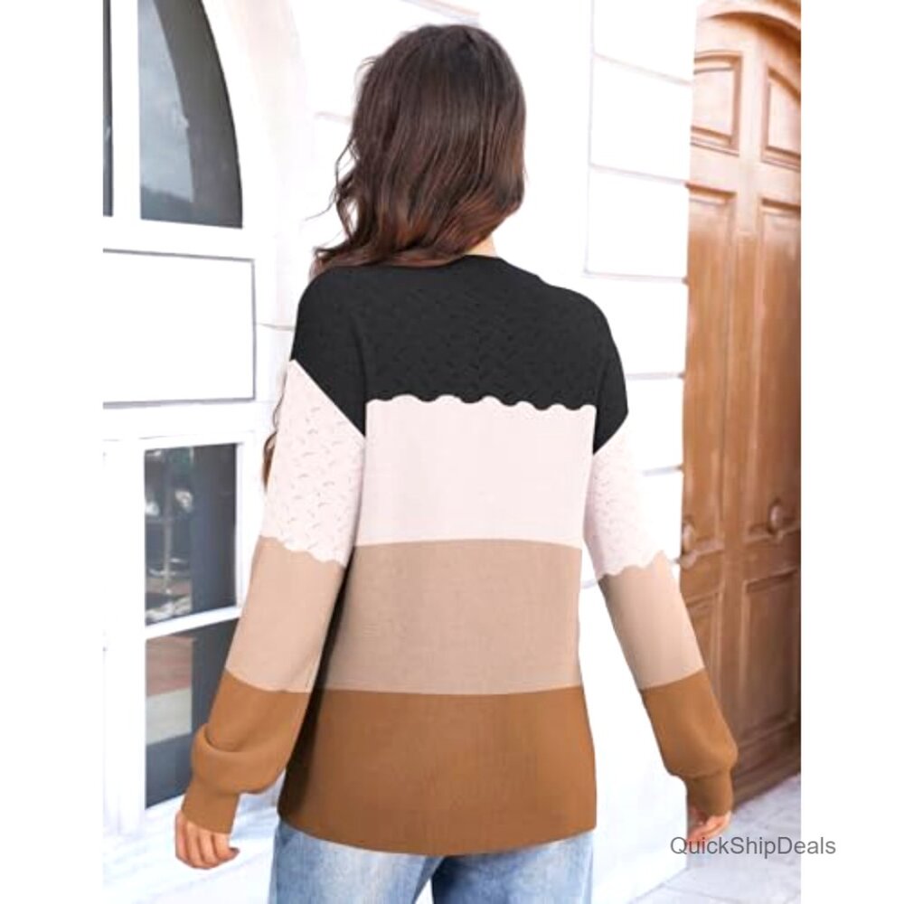 Oversized Pullover Sweater With Patchwork Knit De… - image 5